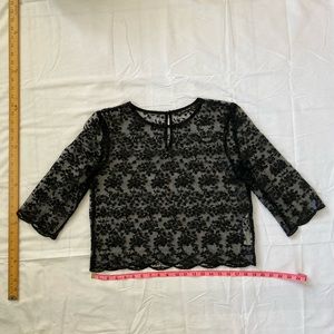 Zara Basic Black Lace 3/4 sleeve top
